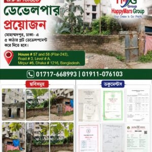 মোহাম্মদপুর, ঢাকা- ৫ কাঠার প্লট ডেভেলপমেন্ট করে দিতে হবে জরুরী ভিত্তিতে ডেভলপার দরকার।